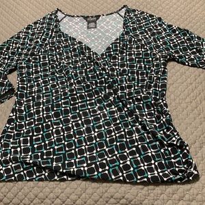 George Stretch Ladies Black/White/Teal Top XL-16/18
